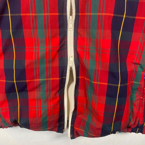 Vintage Excalibur Down Filled Reversible Bomber Jacket Ivory Plaid 80s 90s - Picture 14 of 16